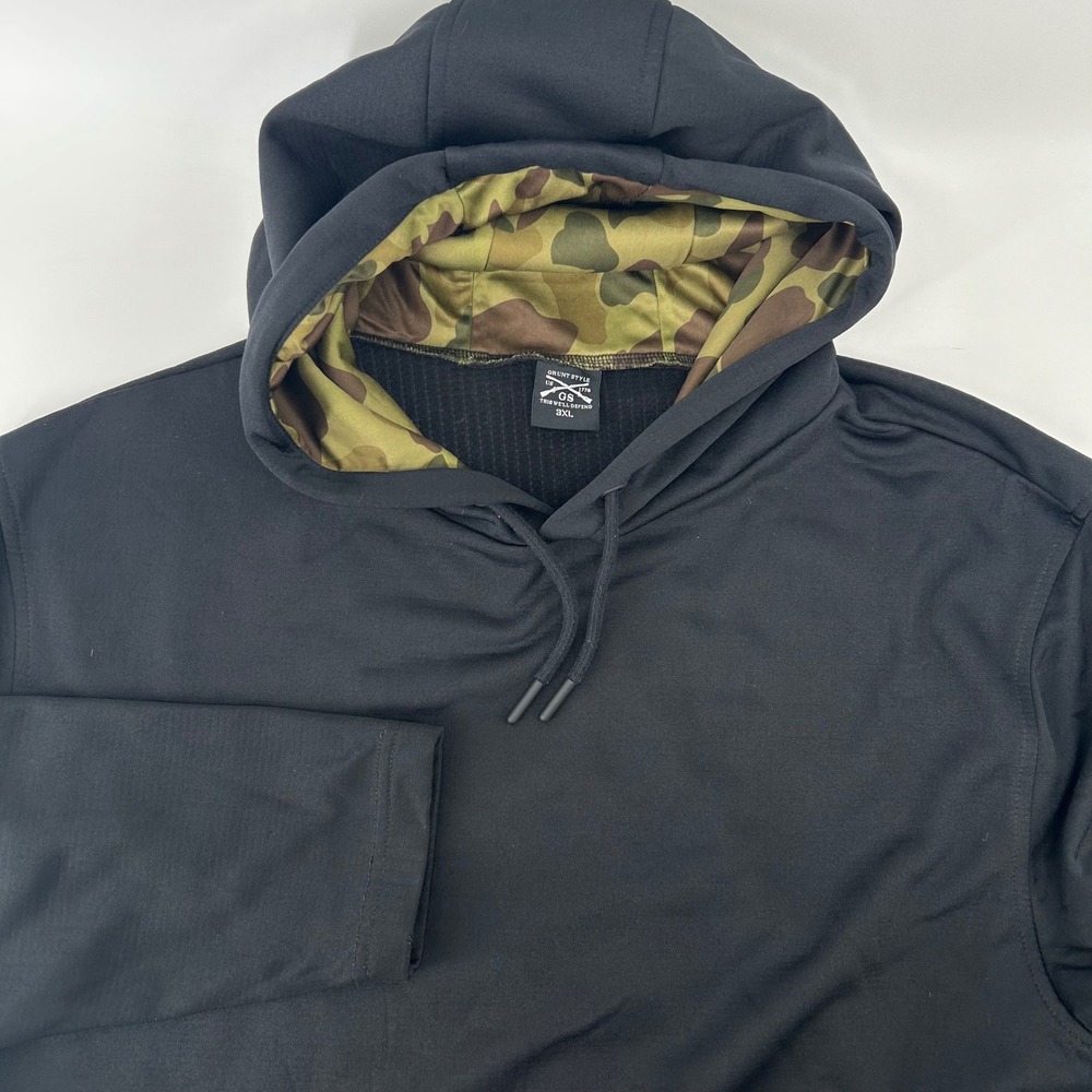 Grunt Style Hoodie Mens 3XL Black Camo Lined Waffle Knit Tactical Pullover